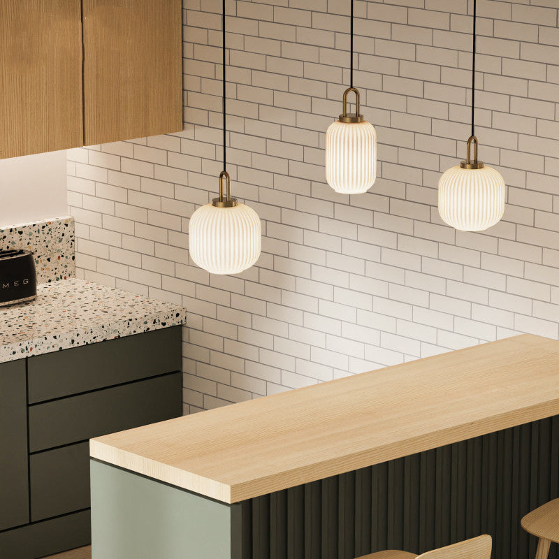 Suspension Contemporaine Nordique Ronde Ovale En Acier Inoxydable Et Verre Rayé À 1 Ampoule Pour Salon