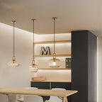 Suspension Contemporaine Nordique Ronde Ovale En Acier Inoxydable Et Verre Rayé À 1 Ampoule Pour Salon