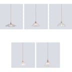Suspension Nordique Vintage En Verre Transparent En Forme De Fleur À 1 Ampoule En Laiton