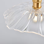 Suspension Nordique Vintage En Verre Transparent En Forme De Fleur À 1 Ampoule En Laiton