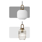 Suspension Contemporaine Nordique Ronde Ovale En Acier Inoxydable Et Verre Rayé À 1 Ampoule Pour Salon