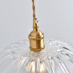 Suspension Nordique Vintage En Verre Transparent En Forme De Fleur À 1 Ampoule En Laiton