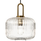Suspension Contemporaine Nordique Ronde Ovale En Acier Inoxydable Et Verre Rayé À 1 Ampoule Pour Salon