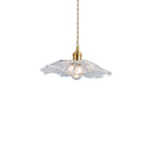 Suspension Nordique Vintage En Verre Transparent En Forme De Fleur À 1 Ampoule En Laiton