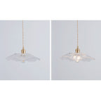 Suspension Nordique Vintage En Verre Transparent En Forme De Fleur À 1 Ampoule En Laiton