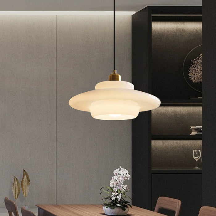 Suspension En Verre Blanc