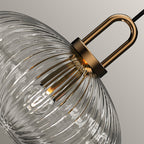 Suspension Contemporaine Nordique Ronde Ovale En Acier Inoxydable Et Verre Rayé À 1 Ampoule Pour Salon