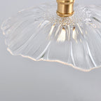 Suspension Nordique Vintage En Verre Transparent En Forme De Fleur À 1 Ampoule En Laiton