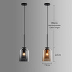 Lampes Suspendues Mi-Siècle En Mica Avec Double Verre