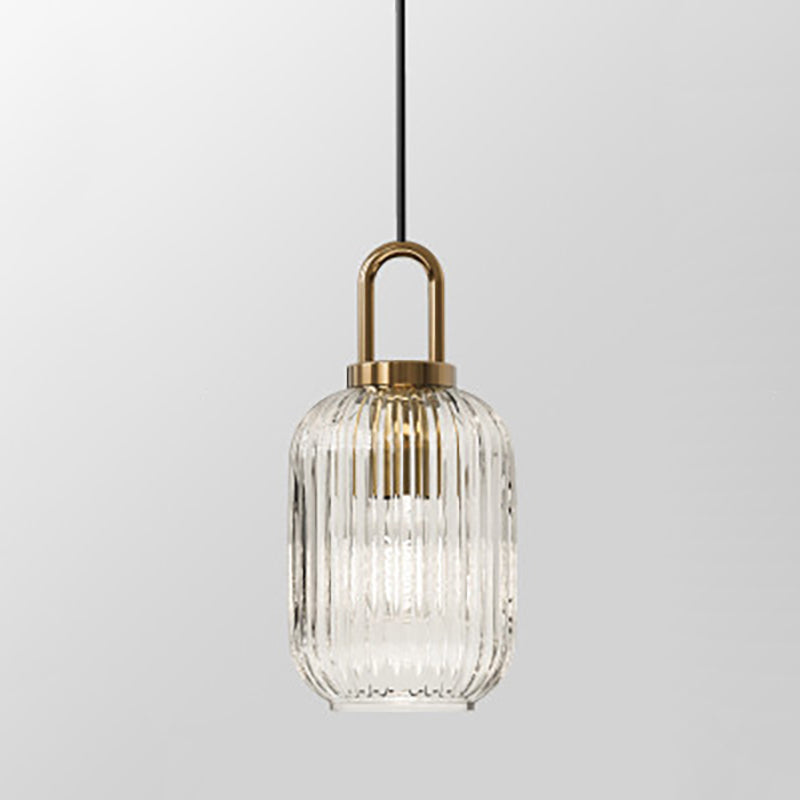 Suspension Contemporaine Nordique Ronde Ovale En Acier Inoxydable Et Verre Rayé À 1 Ampoule Pour Salon