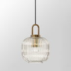 Suspension Contemporaine Nordique Ronde Ovale En Acier Inoxydable Et Verre Rayé À 1 Ampoule Pour Salon