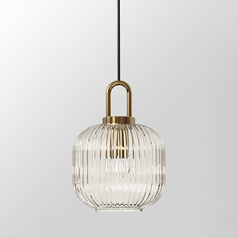 Suspension Contemporaine Nordique Ronde Ovale En Acier Inoxydable Et Verre Rayé À 1 Ampoule Pour Salon