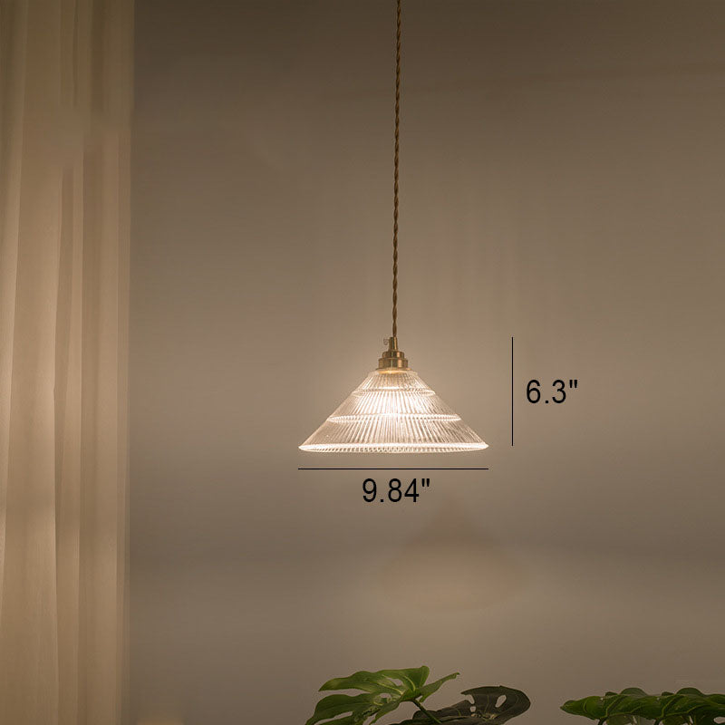 Suspension Nordique Vintage En Verre Transparent En Forme De Fleur À 1 Ampoule En Laiton