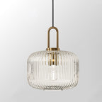 Suspension Contemporaine Nordique Ronde Ovale En Acier Inoxydable Et Verre Rayé À 1 Ampoule Pour Salon