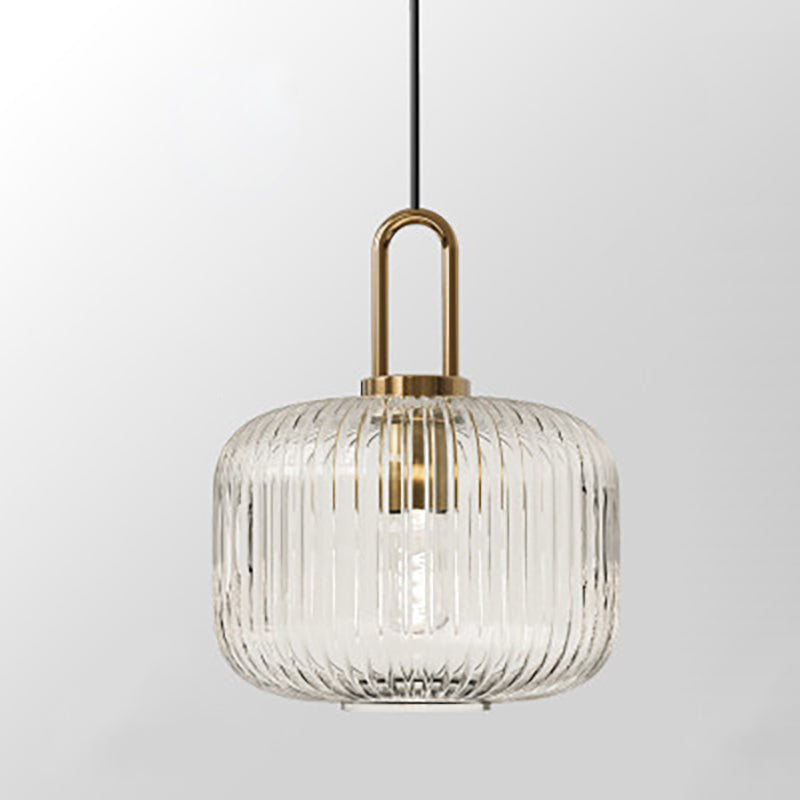 Suspension Contemporaine Nordique Ronde Ovale En Acier Inoxydable Et Verre Rayé À 1 Ampoule Pour Salon
