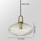 Suspension Contemporaine Nordique Ronde Ovale En Acier Inoxydable Et Verre Rayé À 1 Ampoule Pour Salon