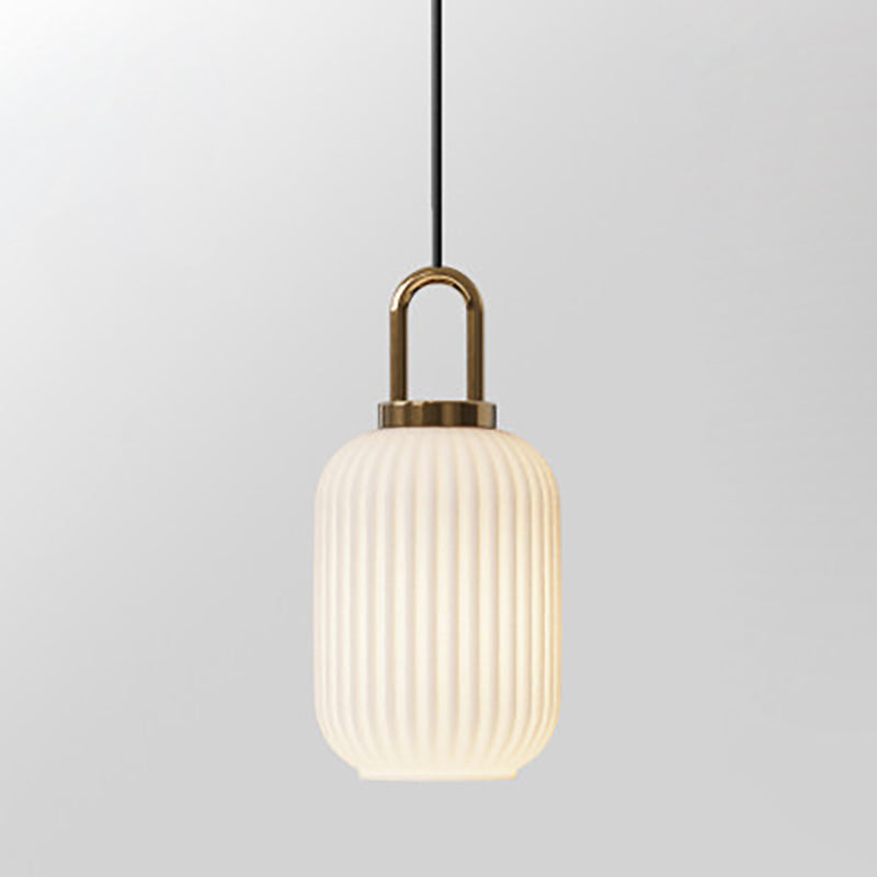 Suspension Contemporaine Nordique Ronde Ovale En Acier Inoxydable Et Verre Rayé À 1 Ampoule Pour Salon