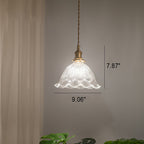 Suspension Nordique Vintage En Verre Transparent En Forme De Fleur À 1 Ampoule En Laiton