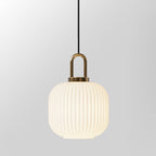 Suspension Contemporaine Nordique Ronde Ovale En Acier Inoxydable Et Verre Rayé À 1 Ampoule Pour Salon