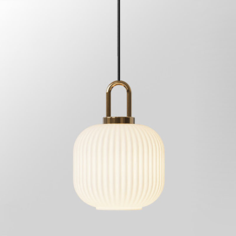Suspension Contemporaine Nordique Ronde Ovale En Acier Inoxydable Et Verre Rayé À 1 Ampoule Pour Salon