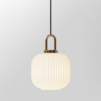 Suspension Contemporaine Nordique Ronde Ovale En Acier Inoxydable Et Verre Rayé À 1 Ampoule Pour Salon