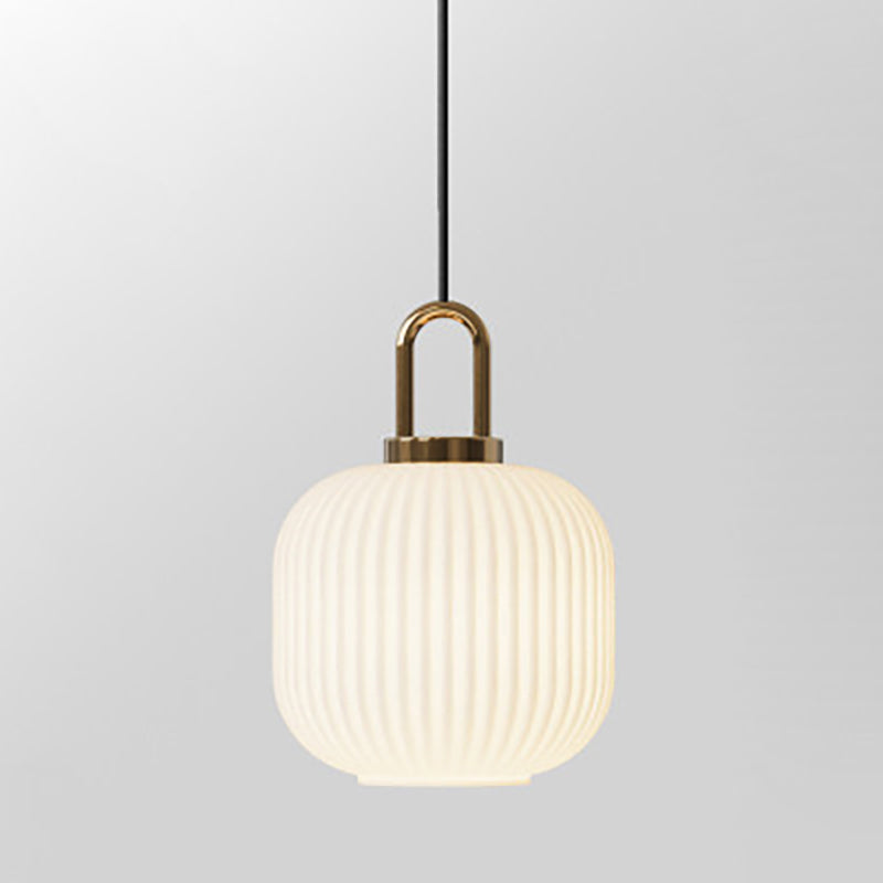 Suspension Contemporaine Nordique Ronde Ovale En Acier Inoxydable Et Verre Rayé À 1 Ampoule Pour Salon