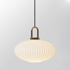 Suspension Contemporaine Nordique Ronde Ovale En Acier Inoxydable Et Verre Rayé À 1 Ampoule Pour Salon
