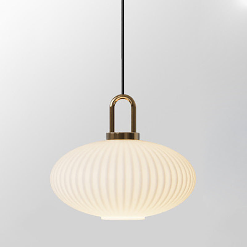 Suspension Contemporaine Nordique Ronde Ovale En Acier Inoxydable Et Verre Rayé À 1 Ampoule Pour Salon