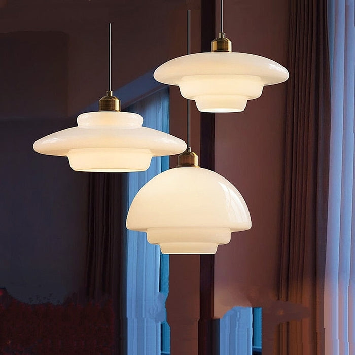 Suspension En Verre Blanc