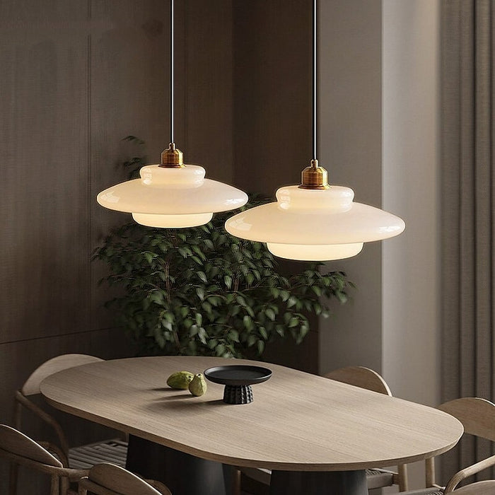 Suspension En Verre Blanc