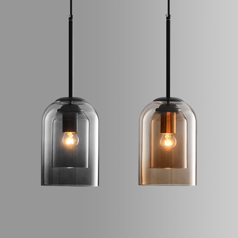 Lampes Suspendues Mi-Siècle En Mica Avec Double Verre