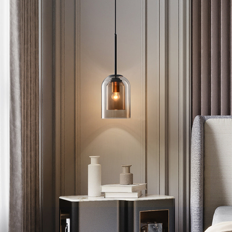 Lampes Suspendues Mi-Siècle En Mica Avec Double Verre