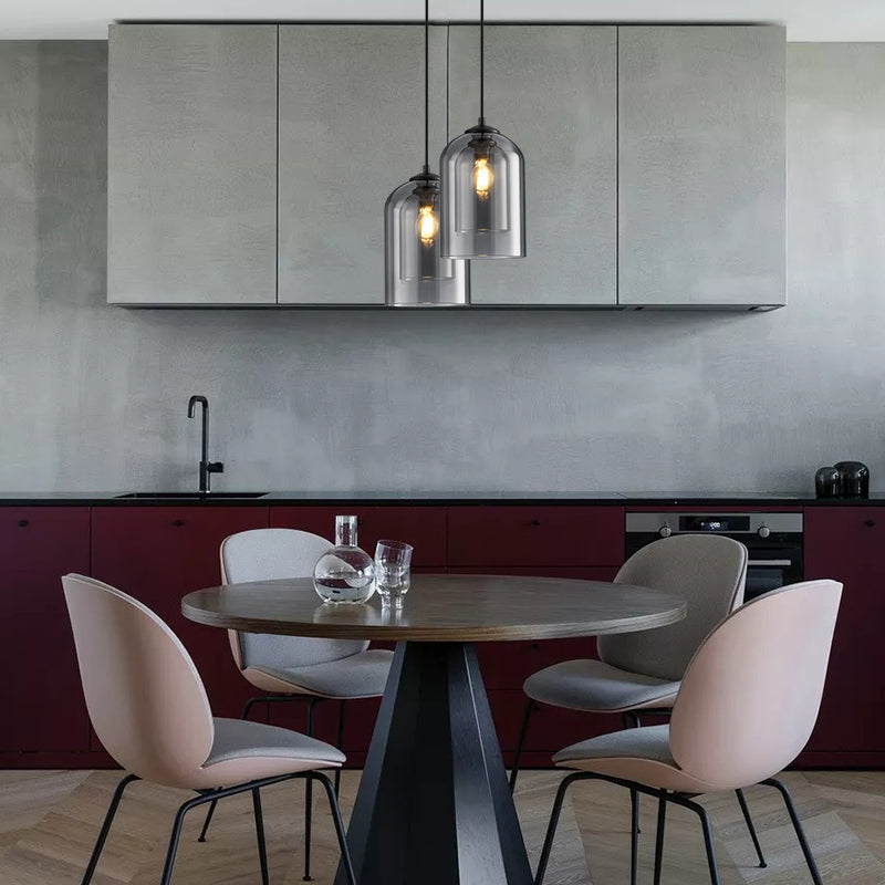 Lampes Suspendues Mi-Siècle En Mica Avec Double Verre